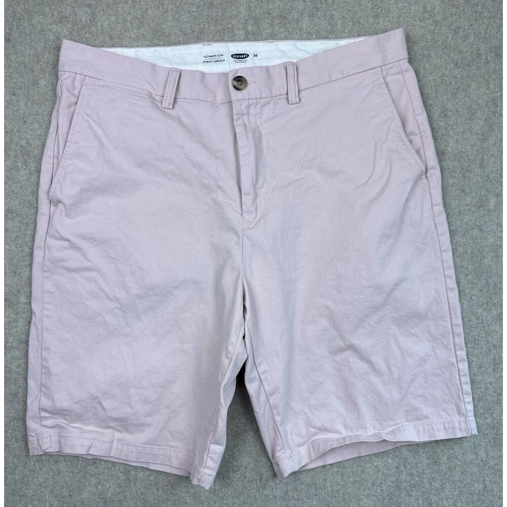Old Navy Men’s Ultimate Slim 36 Waist Light Pink Chino Shorts Stain